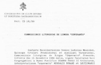 La dekreto por la aprobo de la Meslibro kaj Legaĵaro en Esperanto