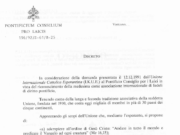 La dekreto per kiu la Sankta Seĝo agnoskis IKUE’n